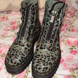 Sinclair Distorted Leopard Print Platform Doc Marten Boots